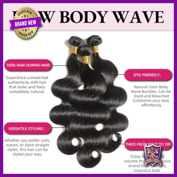 12A Brazilian Virgin Human Hair Extensions 18 20 22 Inch Body Wave 3 Bundles main image 5